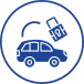 Car with unlocked security padlock icon.